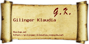 Gilinger Klaudia névjegykártya